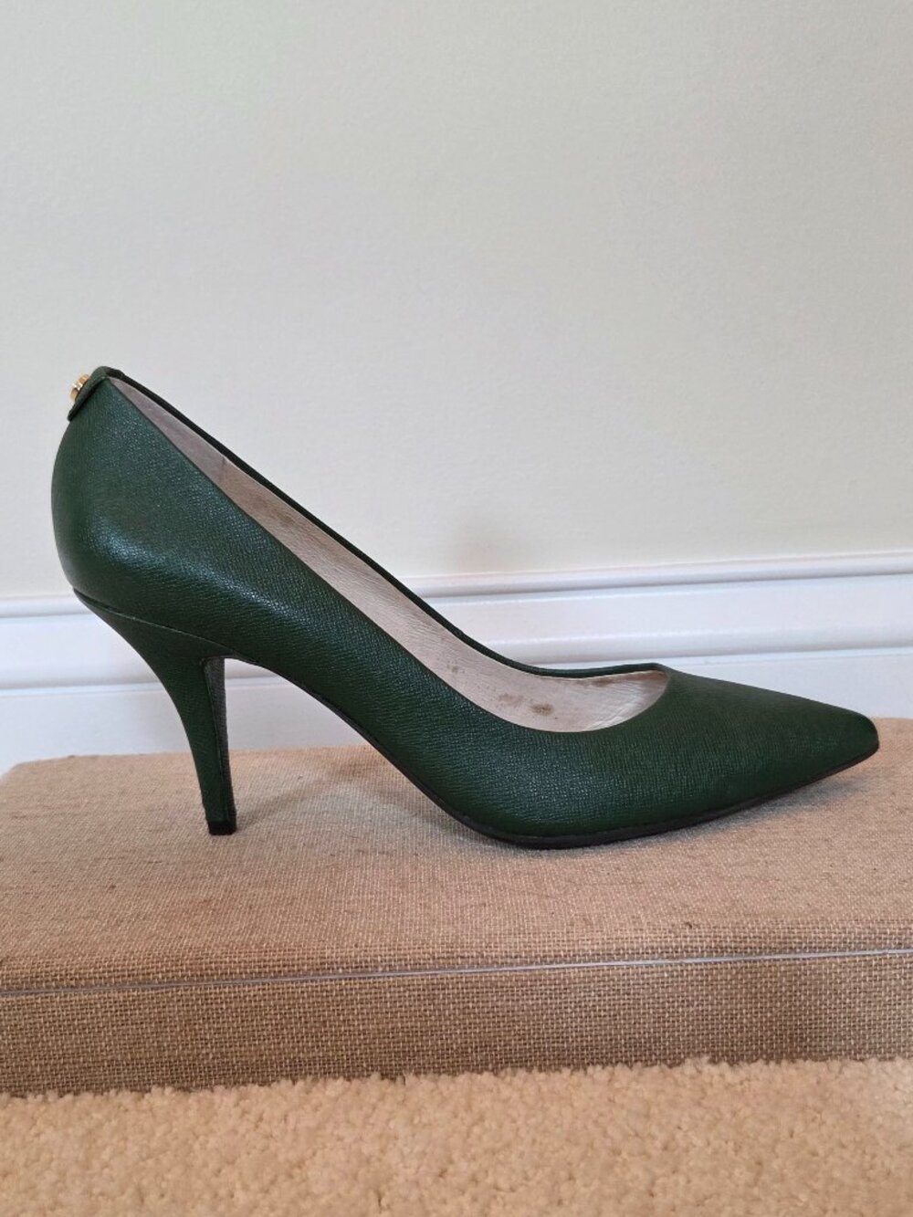 Michael Kors Green Saffiano Textured Leather Pumps